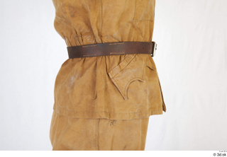  Photos Woman in Army Explorer suit 1 19th century Army brown jacket historical clothing leather belt upper body 0015.jpg